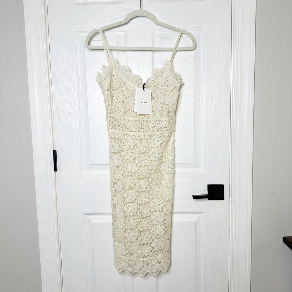 GOEN.J Lace Sheath Crochet Ivory Cream Sheer Size‎ Small/US 4 NWT Cocktail